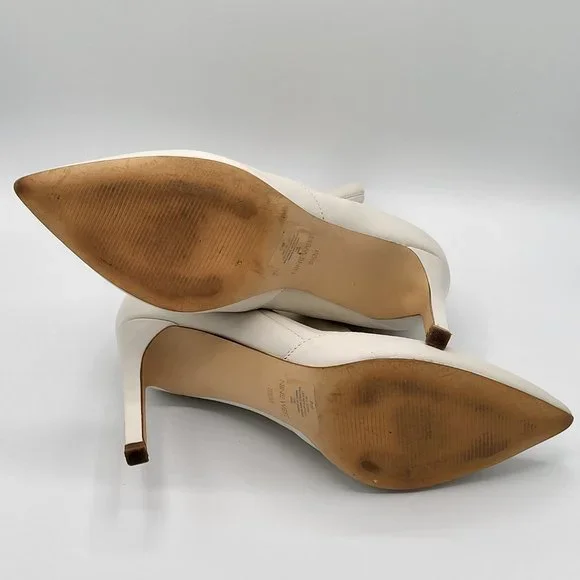 Nine West TIRZAH White Leather Pointed Toe Dress Boots SZ 8.5 - Picture 8 of 13